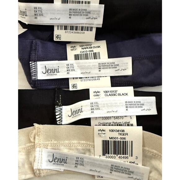 Jenni Intimates Lot 4pcs Thong Cotton Panty - 2 Black Purple Beige - Plus XXL - Picture 5 of 6